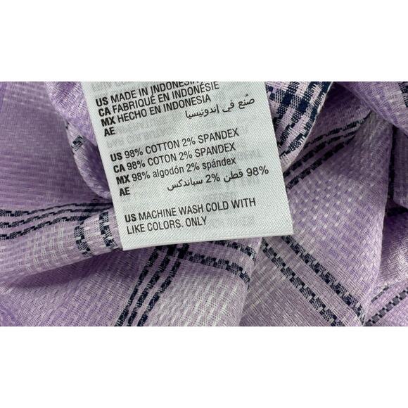 Club Room Men's Giza Plaid Poplin Short Sleeve Dress Shirt Lilac Purple Small - Picture 4 of 6